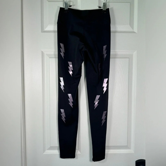 Coverleg Metallic Lighting Bolt Athleisure Leggings Made in Italy Size XSmall - Picture 5 of 6